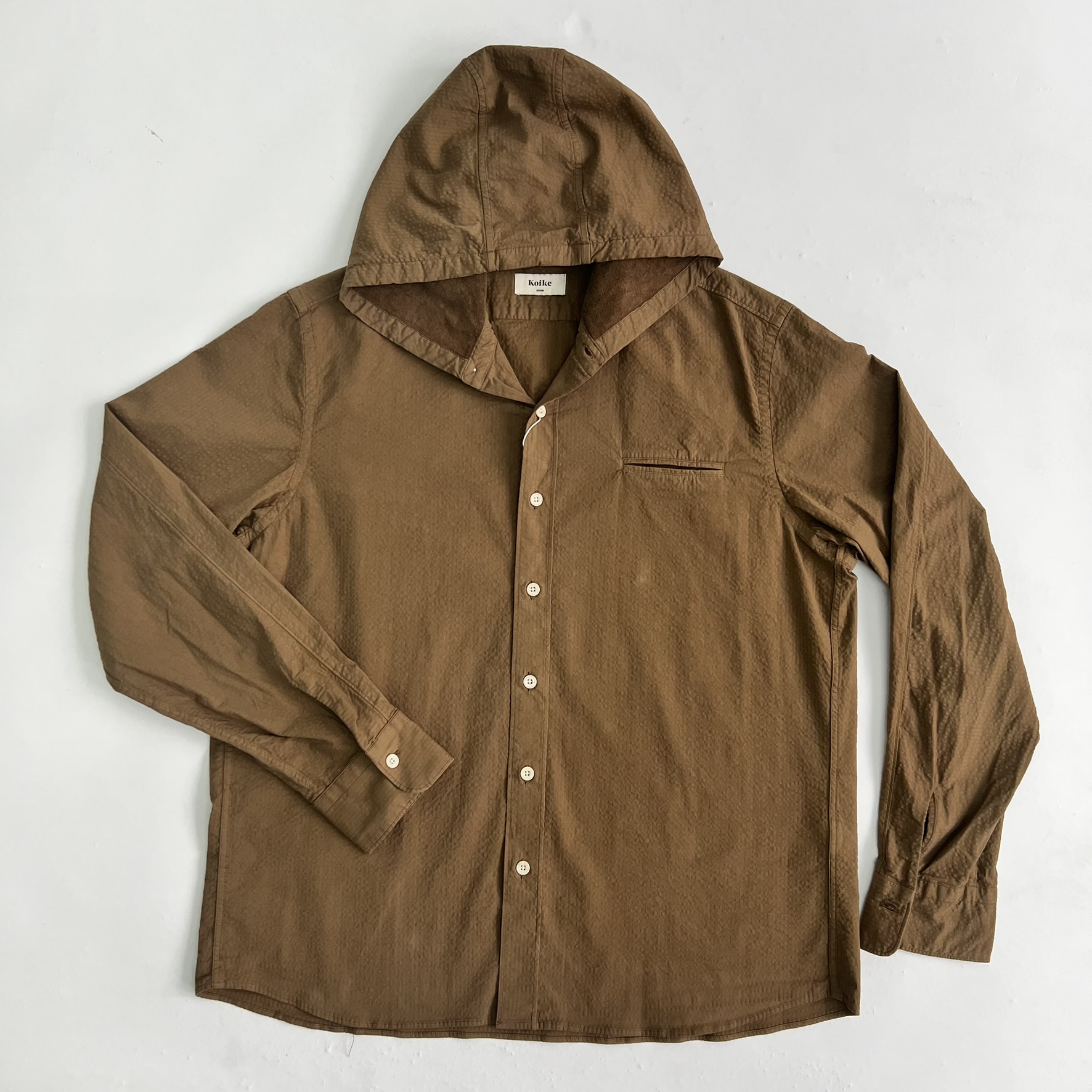 Casual Seersucker Shirt w/ Hood 9592