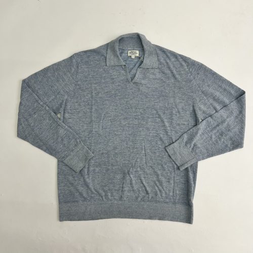 Linen-Blend Polo Pullover